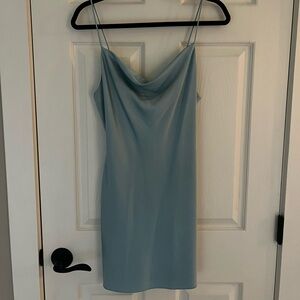 Alice + Olivia Cowl Neck Tiffany Blue Slip Dress